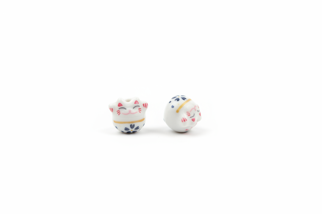 Perle Chat chanceux blanc