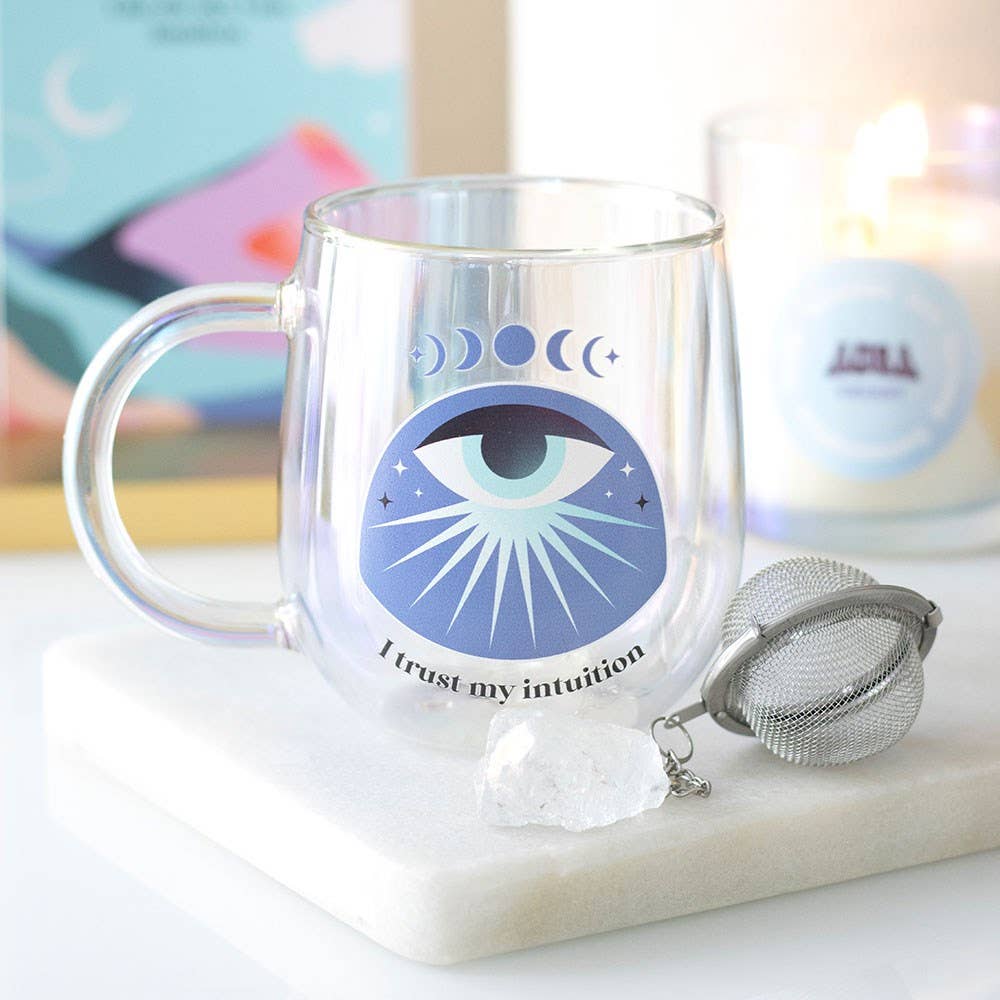 Mug en verre à double paroi Intuition avec infuseur à thé en cristal Aura