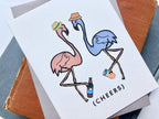 Carte de vœux « Leggy Cheers » Flamingo