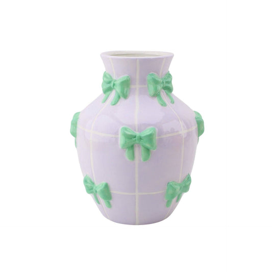 Vase - Vase à fleurs Rubans - Lilas/Menthe - 14x14x19cm