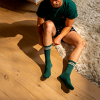 Chaussettes Retro - Vert canard, rayé beige | Design e regali originali