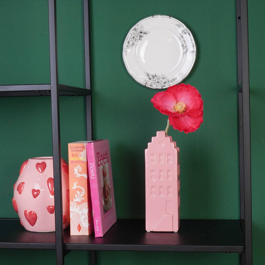 Vase à fleurs - Vase de maison - Céramique - Rose clair - 7,5x6x23 cm