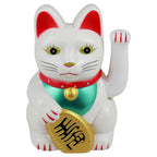 Chat chanceux solaire blanc 10,5 cm