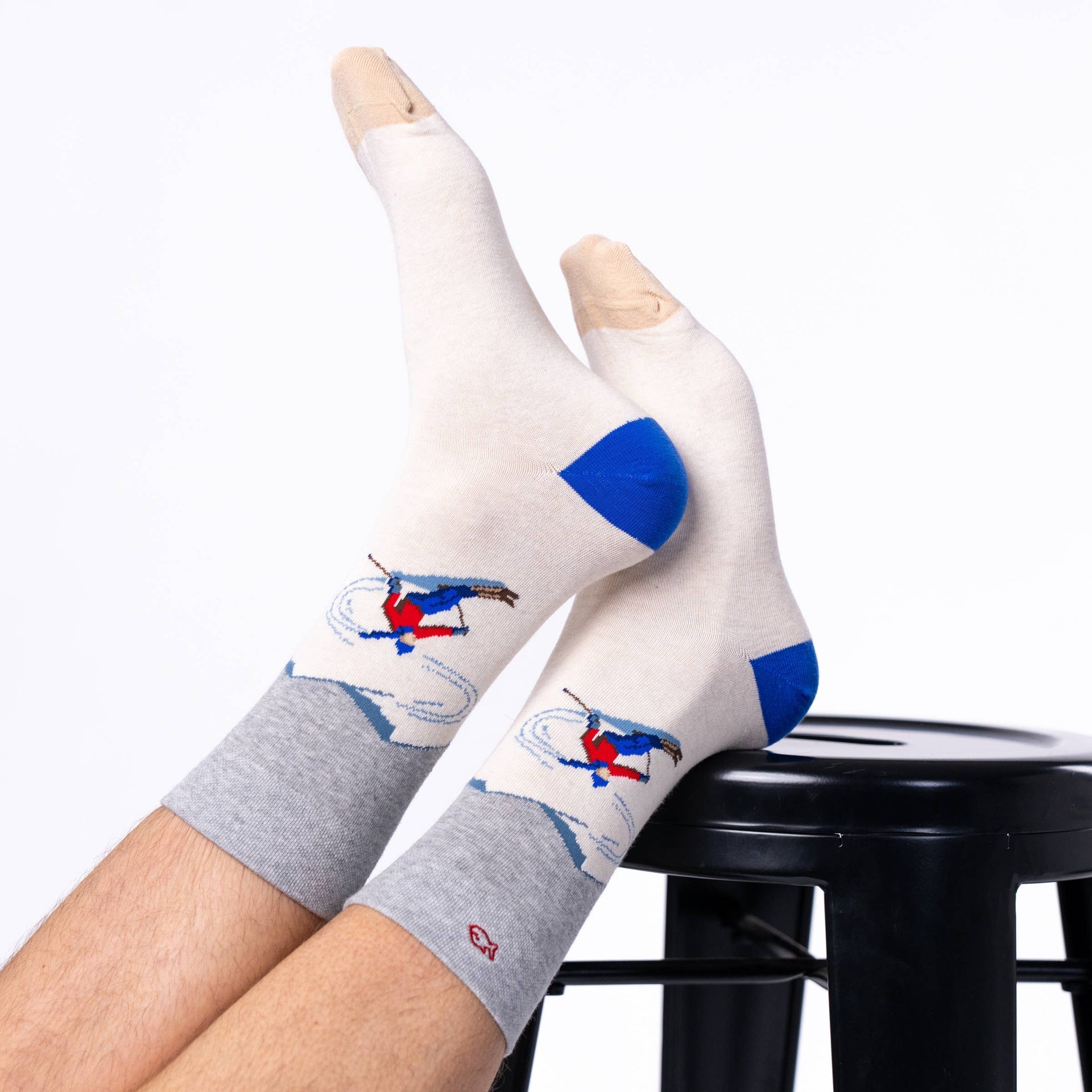 Chaussettes en Coton Peigné A Motifs Skieur