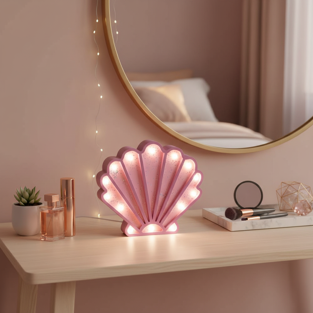 Figurines Lumineuses en Bois Sirène & Coquillage Helio Ferretti Vue 3