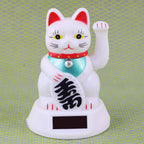 Chat chanceux solaire blanc 12cm