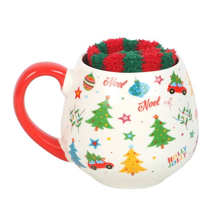 Nostalgic Christmas printed mug and sock set