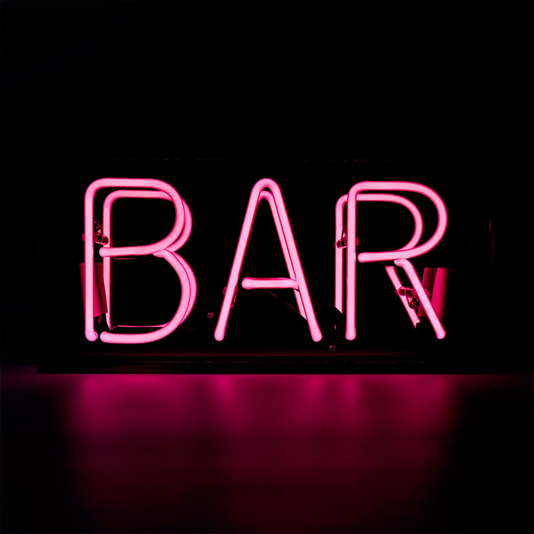 'Bar' Glass Neon Sign - PINK