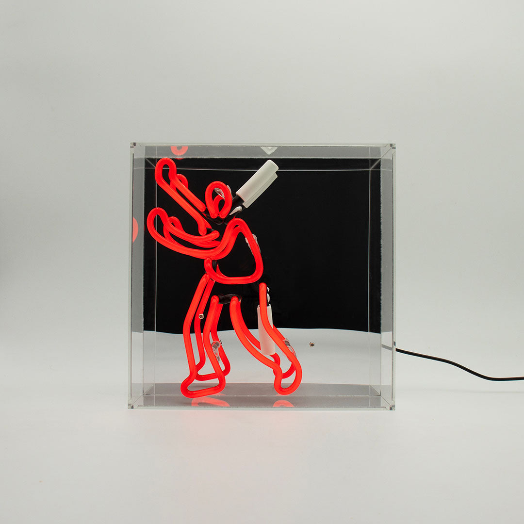 Panneau de boîte en néon 'Bookcase Man