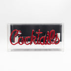 'Cocktails' Glass Neon Sign - Red