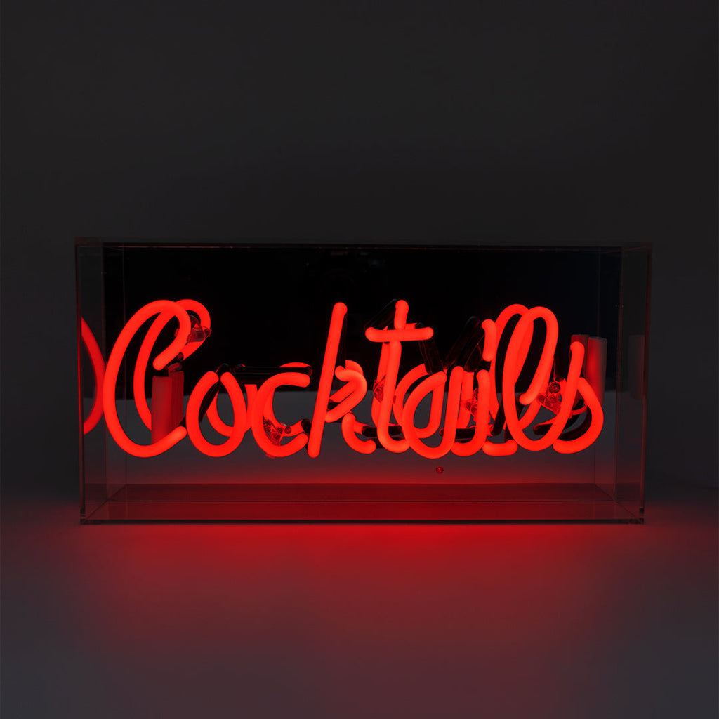 'Cocktails' Glass Neon Sign - Red