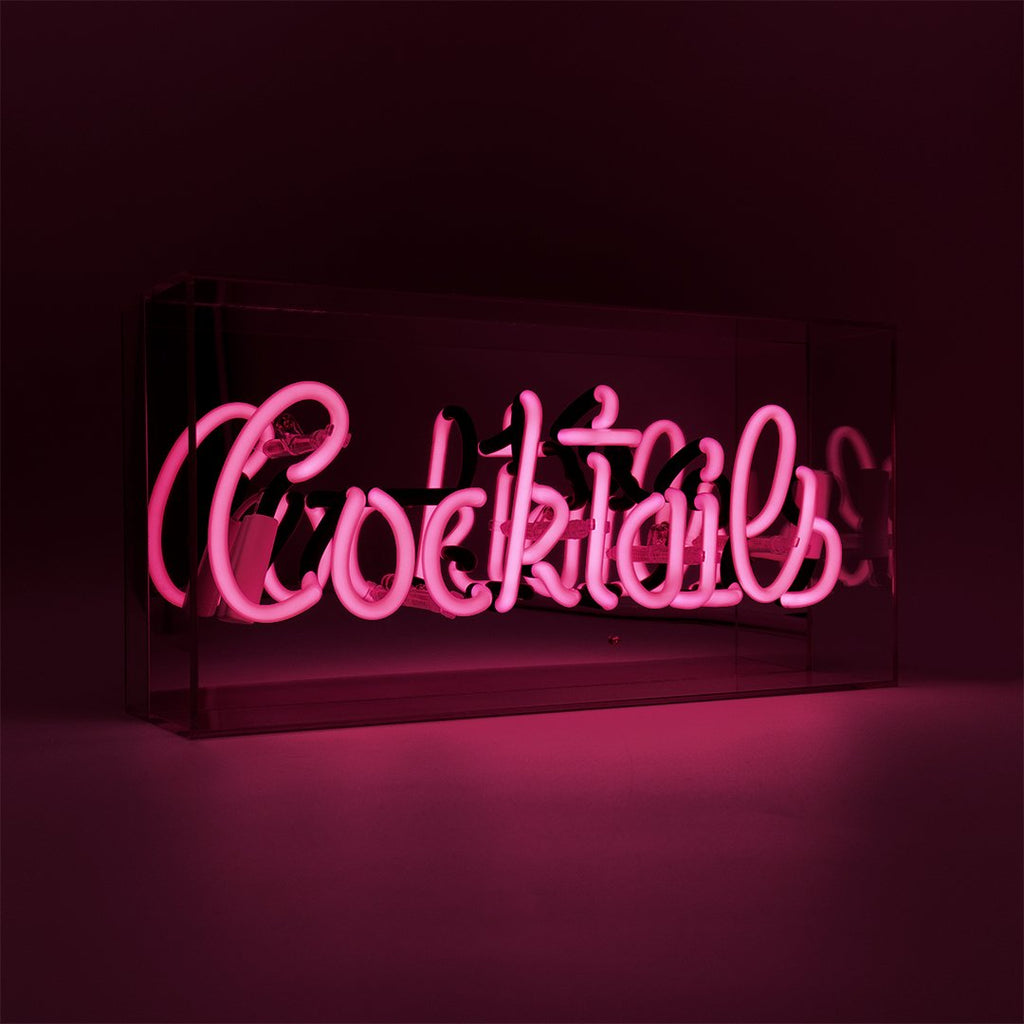 'Cocktails' Glass Neon Sign - Pink