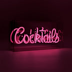 'Cocktails' Glass Neon Sign - Pink