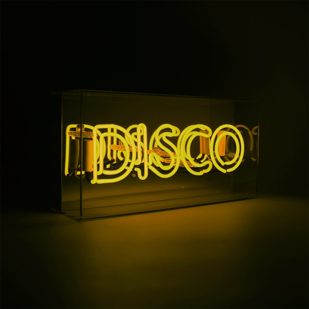 "Disco" Glass Neon Sign - Yellow