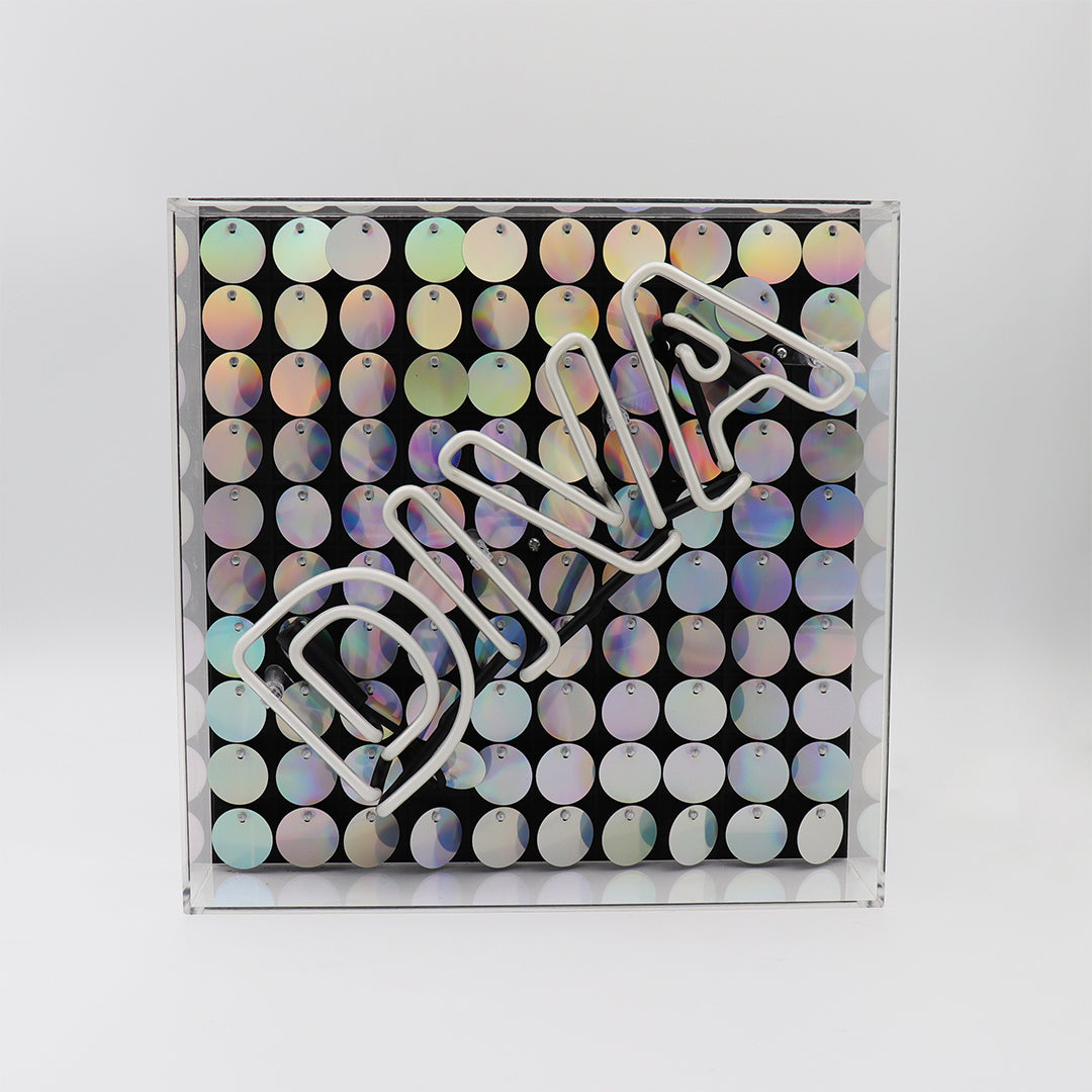 "Diva" Acrylic Box Neon Light with Sequins