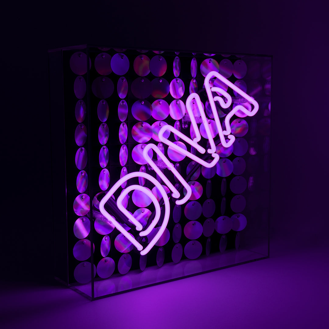 "Diva" Acrylic Box Neon Light with Sequins