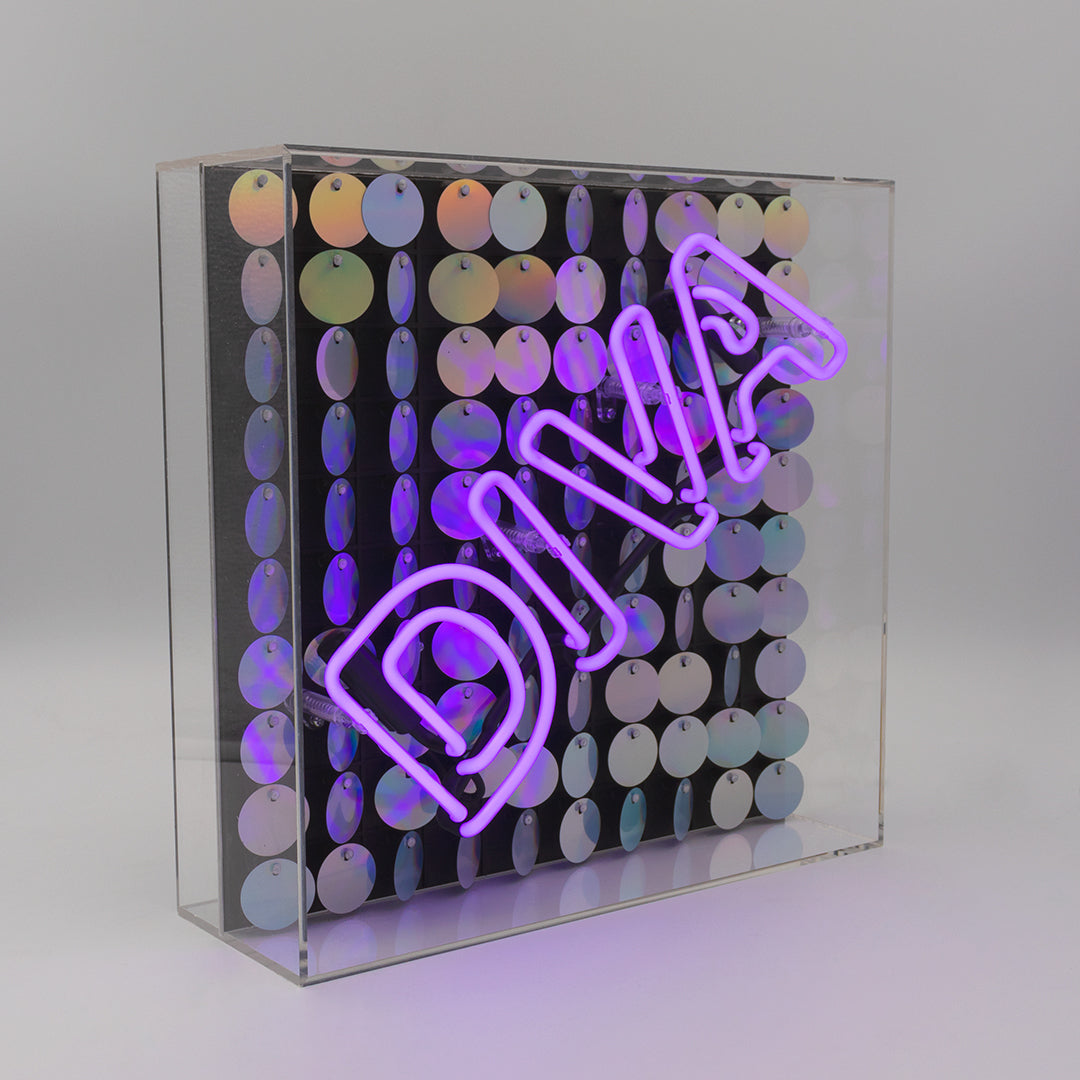 "Diva" Acrylic Box Neon Light with Sequins