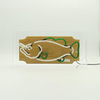 'Trophy Fish' Glass Neon Box Sign - Green