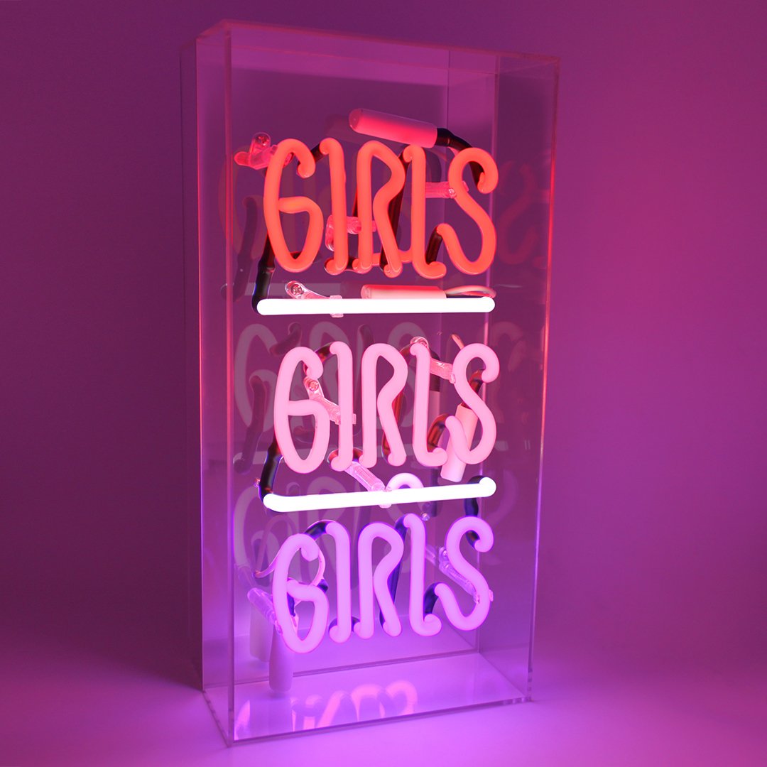 'Girls Girls Girls' Glass Neon Sign