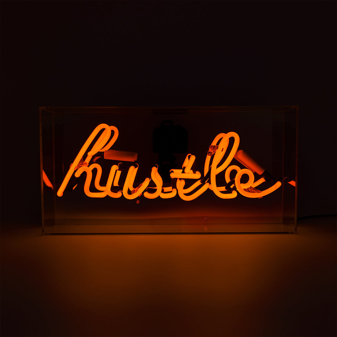 'Hustle' Glass Neon Sign
