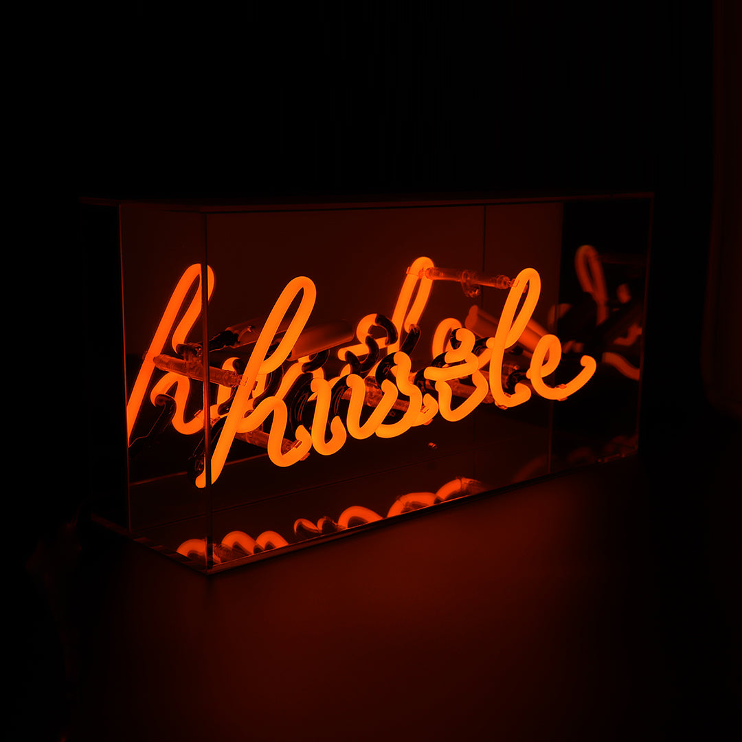 'Hustle' Glass Neon Sign