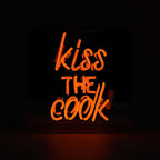'Kiss the Cook' Glass neon Sign - Orange