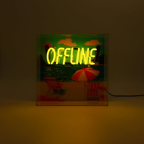 'Offline' Glass Neon Box Sign