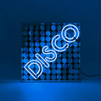 Panneau néon en verre 'Disco' avec paillettes