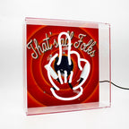 'That's All Folks' Glass Neon Box Sign