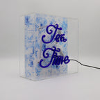 'Tea Time' Glass neon Sign - Blue