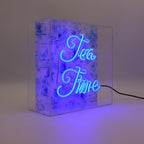 'Tea Time' Glass neon Sign - Blue