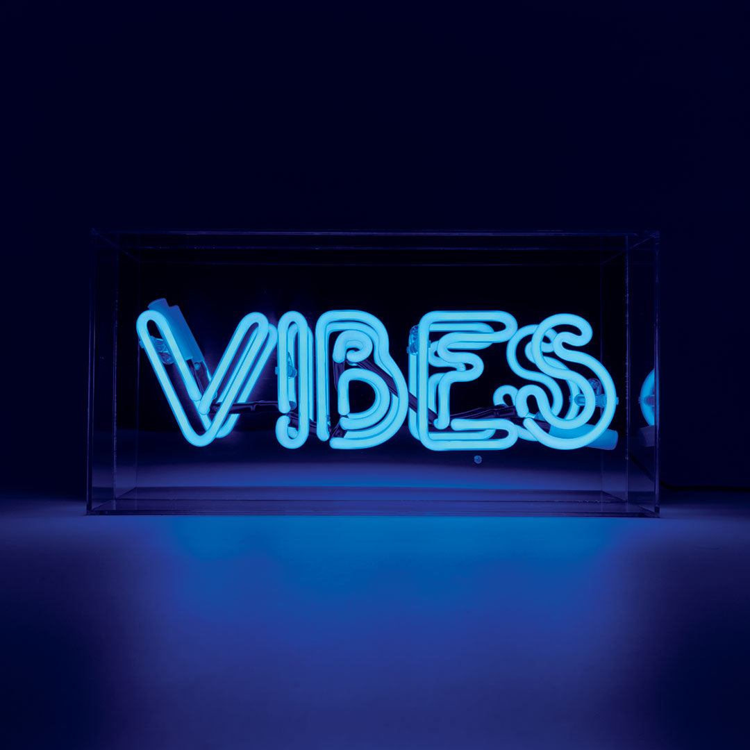 Enseigne de boîte en verre néon 'Vibes
