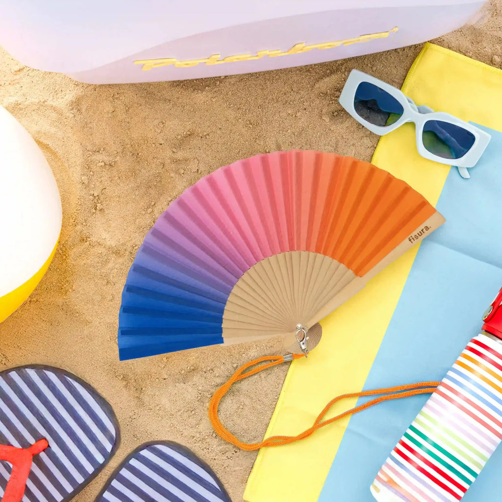 Éventail Mini Imprimé Dégradé Rose et Bleu – Fisura – vue 5