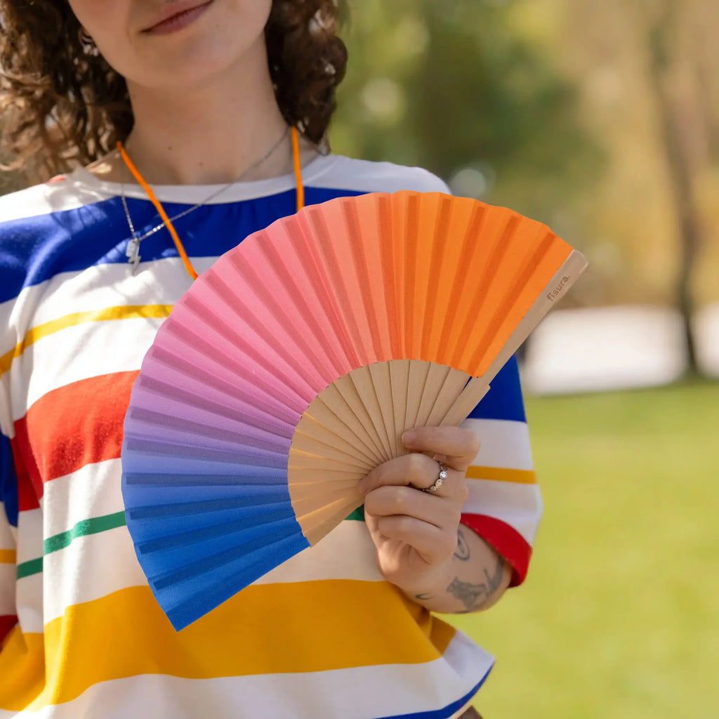 Éventail Mini Imprimé Dégradé Rose et Bleu – Fisura – vue 2