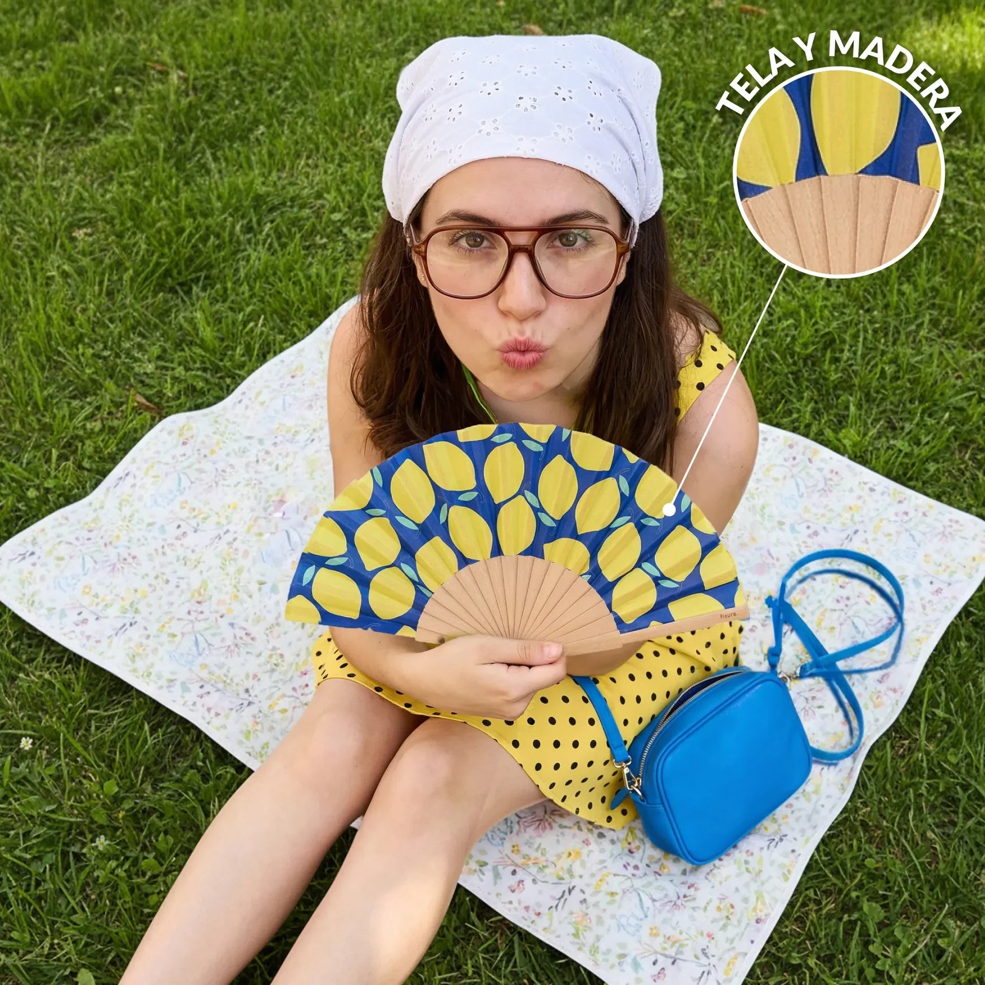 Éventail Mini Imprimé Citrons – Fisura – vue 5
