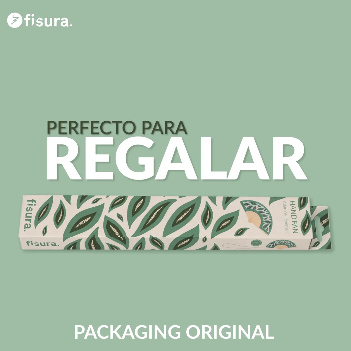 Éventail Imprimé Feuilles Vertes – Fisura – vue 6
