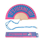 Éventail « It’s fucking hot » Bleu et Rose – Fisura