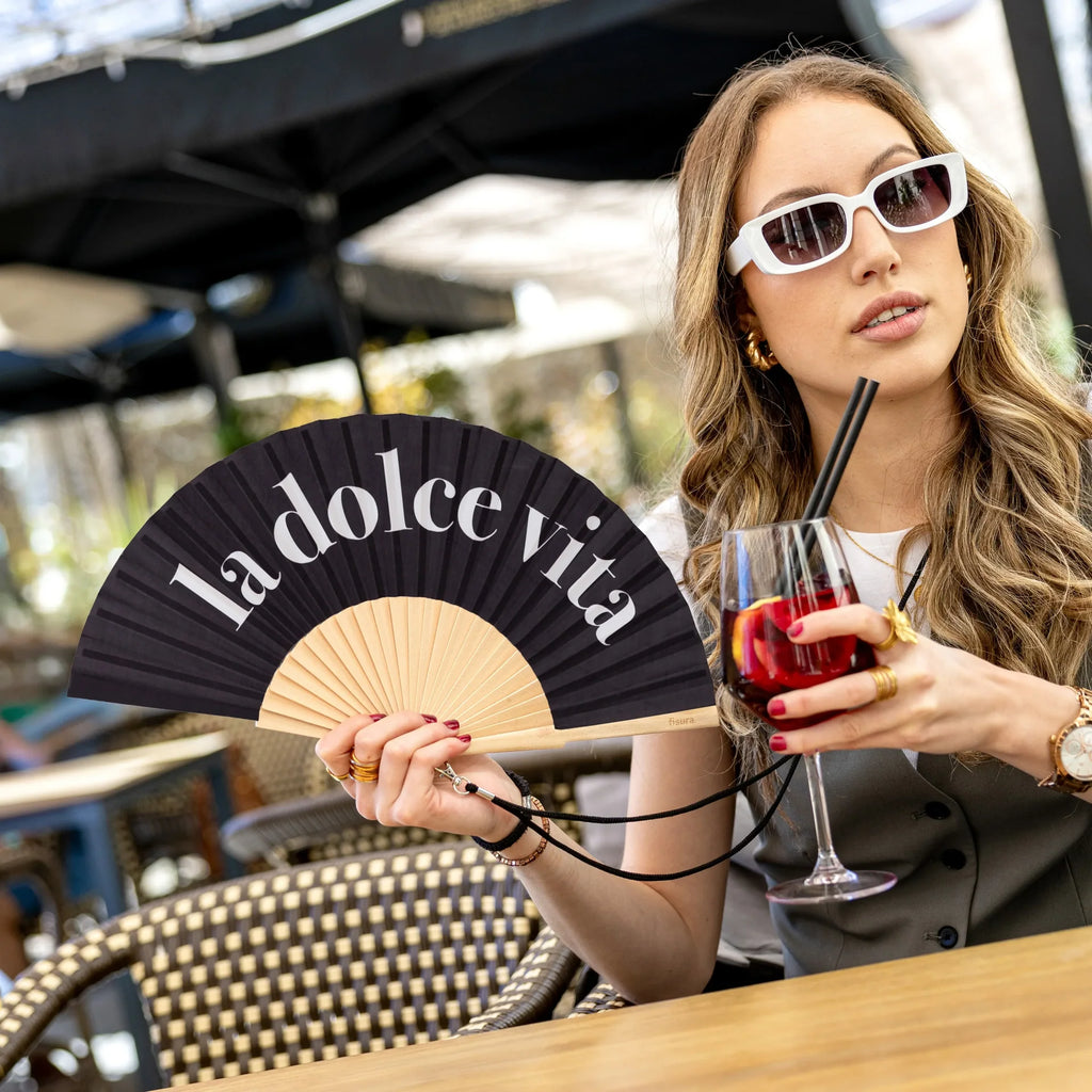 Éventail « La dolce vita » Noir – Fisura – vue 2