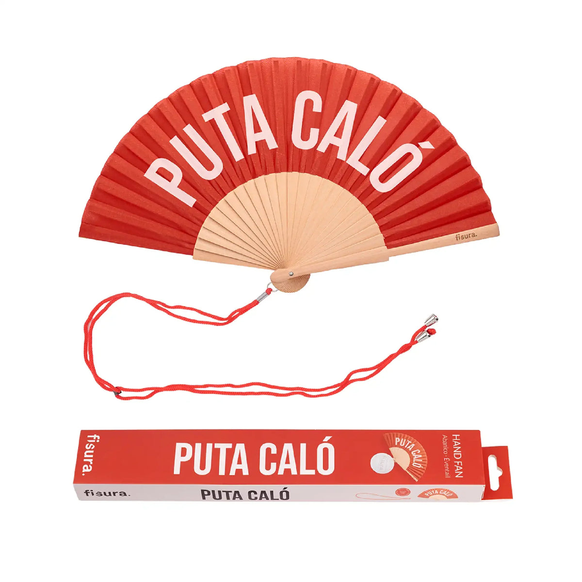 Éventail « Puta caló » Rouge – Fisura