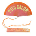 Éventail Imprimé « Puto calor » Effet Dégradé Orange – Fisura