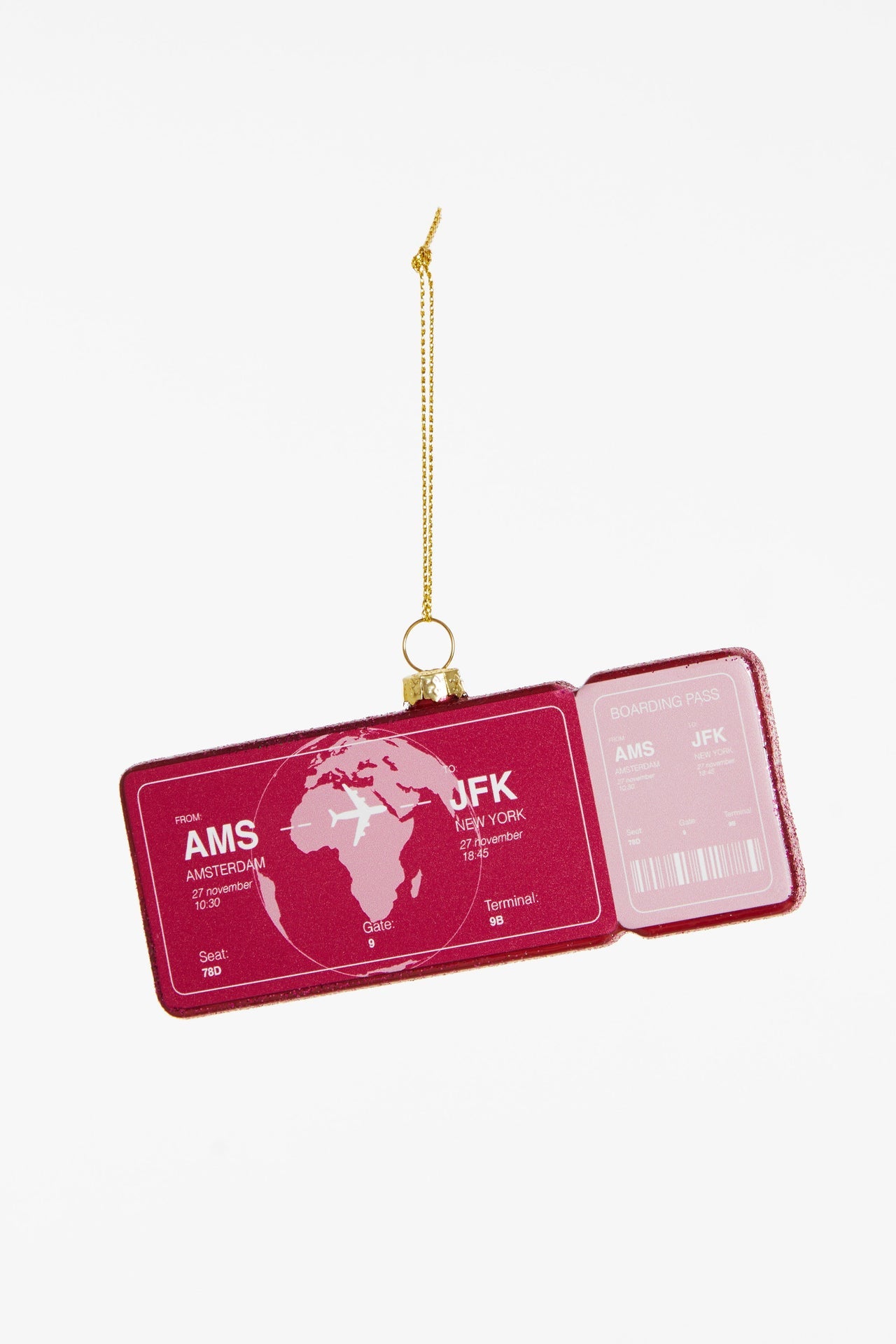 Boule de Noël Boardingpass Amsterdam - New York