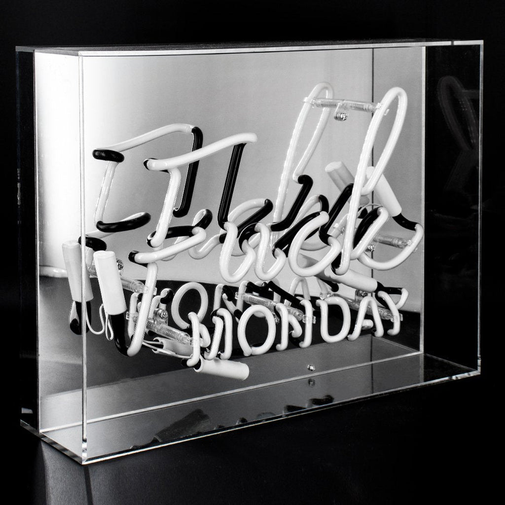 'Fuck Monday' Large Glass Neon Sign - Pink