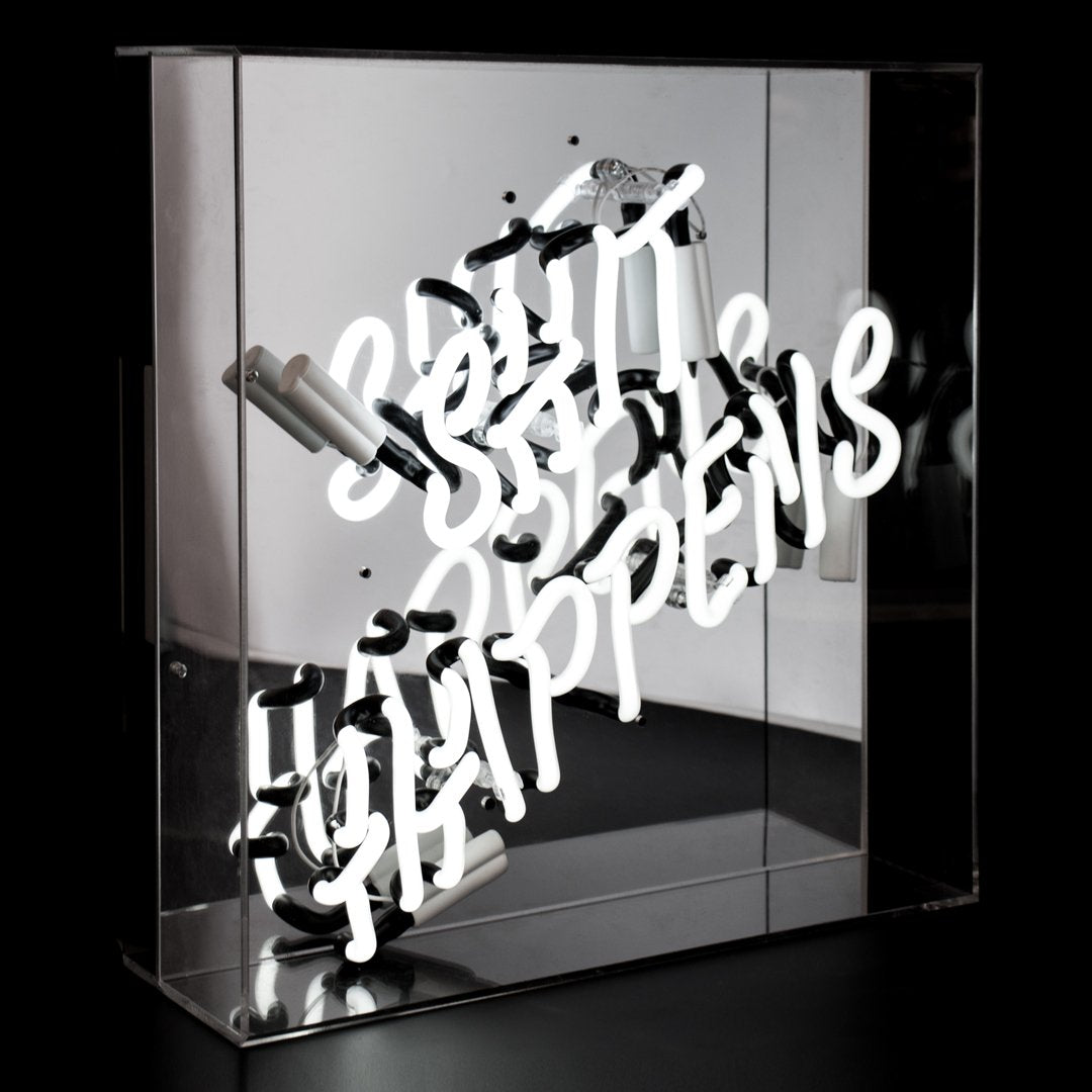 'Shit Happens' Large Glass Neon Sign