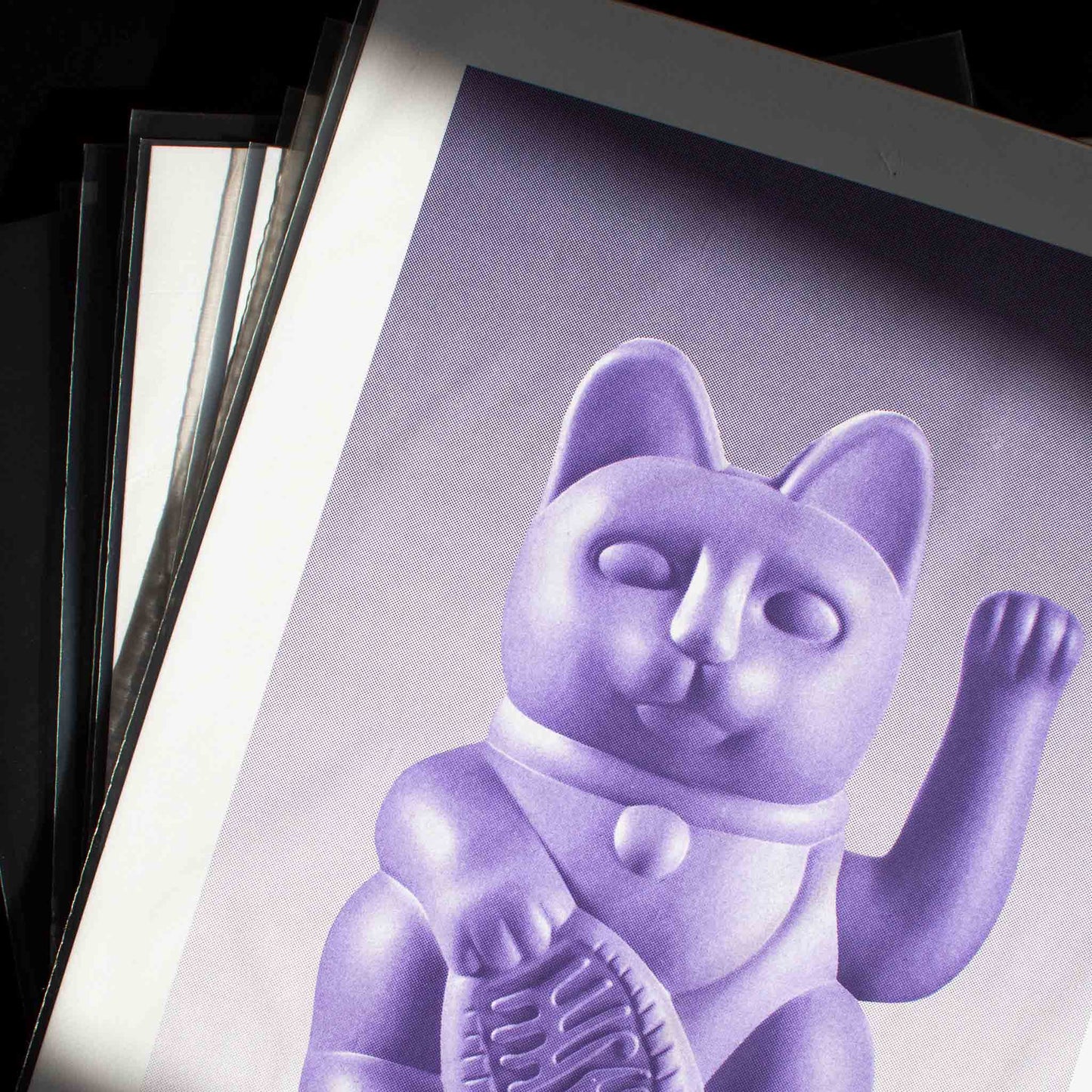 Artprint Chat Chanceux Lilas - le Chat Chanceux