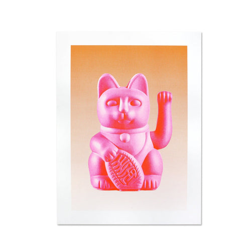 Artprint Chat Chanceux Rose