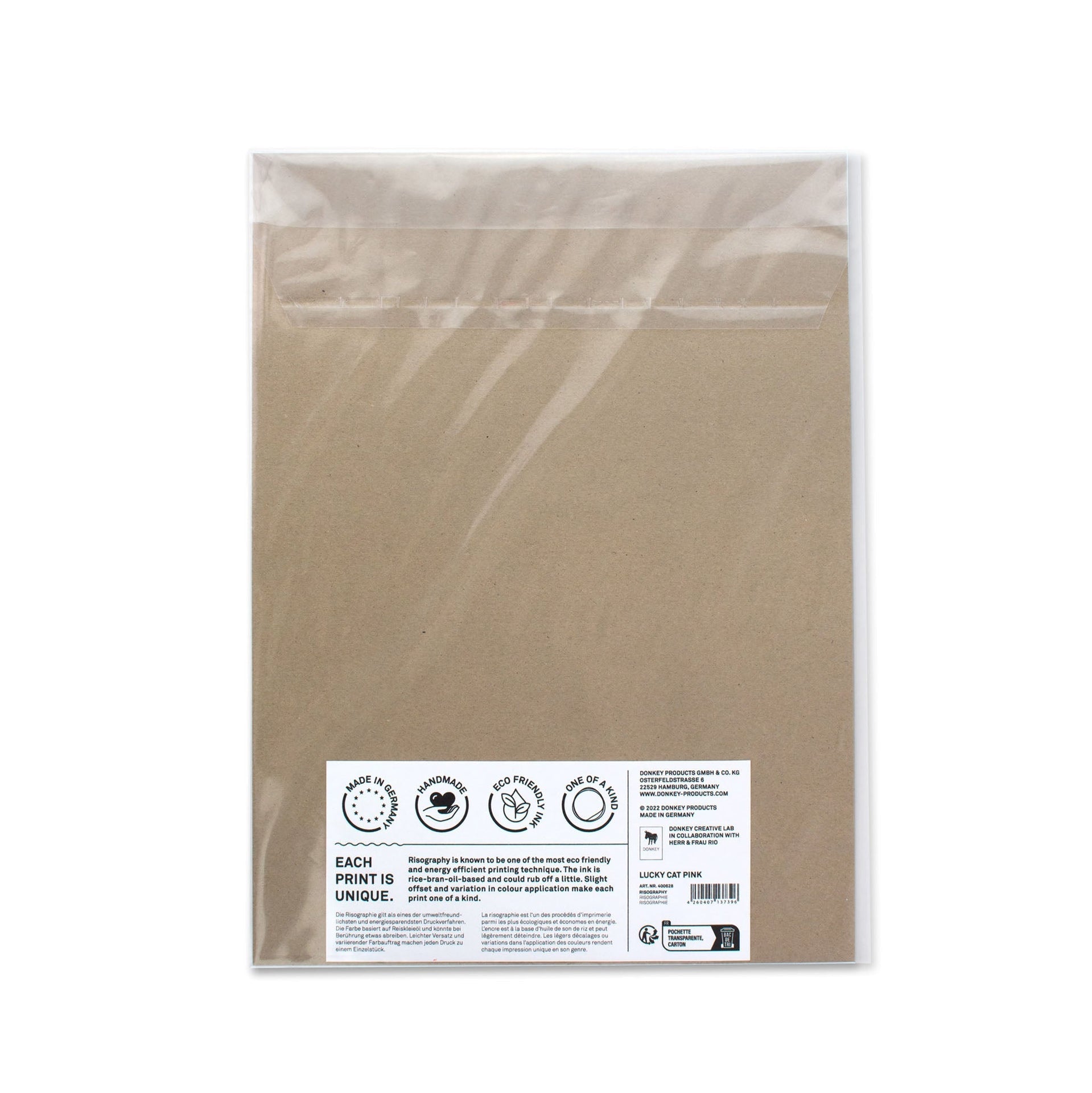 Designcadeau – Artprint Chat Chanceux Rose - le Chat Chanceux