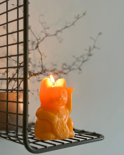 Lucky Cat Peach Candle