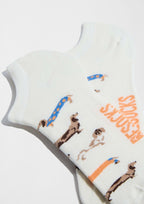 Chaussettes courtes BePets Teckels Blanc Cassé