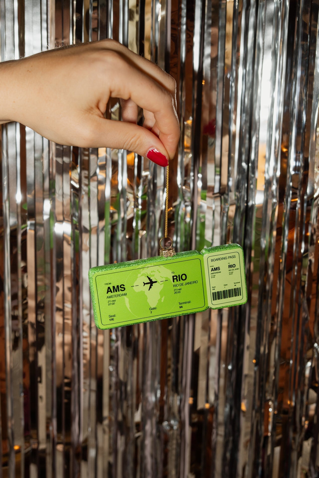 Boule de Noël Boardingpass Amsterdam - Rio de Janeiro