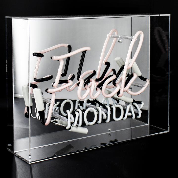 Regalo de diseño – large acrylic box neon fck monday pink 